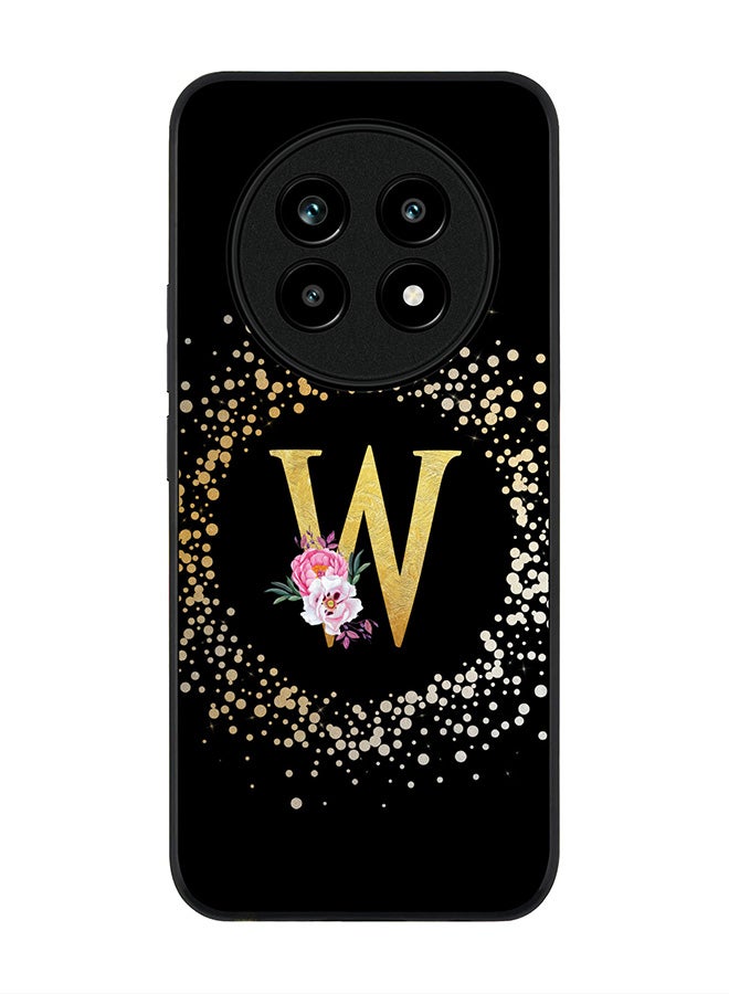 For Realme 13 Pro / 13 Pro+ Case,Slim fit Camera Protection, Shockproof Thin Phone cover  - Custom Monogram Floral - W ( Black )